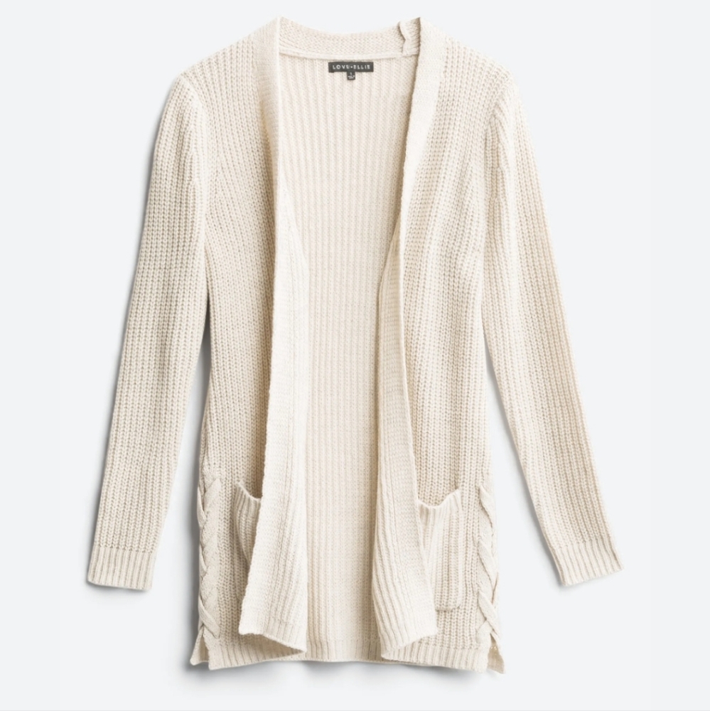 LOVE ELLIE Audra Side Lace Up Detail Textured Cardigan